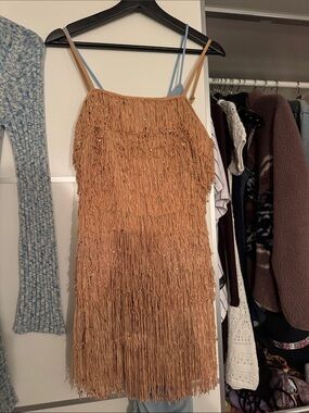 NBD Fringe Slip Mini Dress